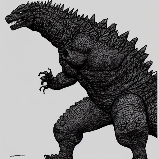 Image similar to godzilla by richard anuszkiewicz