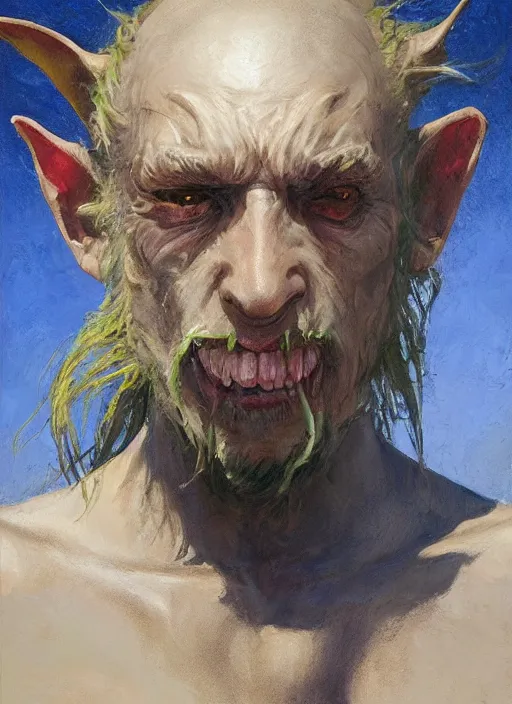 Prompt: portrait of a goblin pirate, gritty, fantasy character portrait, ocean background, artwork by Jeremy Lipkin and Giuseppe Dangelico Pino and Michael Garmash and Rob Rey, very coherent asymmetrical artwork, sharp edges, perfect face, simple form