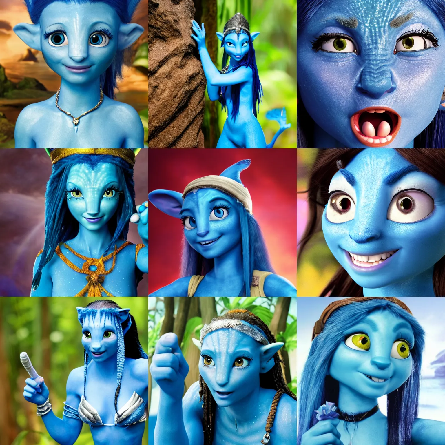 Prompt: film still of smurfette in avatar ( 2 0 0 9 ), close up, photo, photography