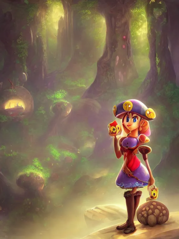 Image similar to illustration portrait of female on the mushroom kingdom, fantasy, concept art, sharpness, 4k, high detailed, UHD, cinematic lightning, trending on deviantart by wlop and tyler edlin