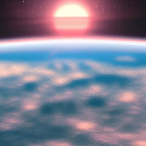 Prompt: horizon of an exoplanet, view from space, artstation, cinematic, smooth lighting