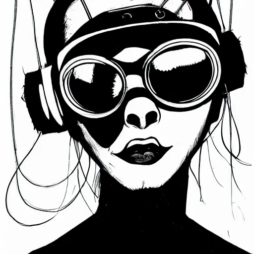 Image similar to cybergoth girl wearing goggles and eccentric jewelry by jamie hewlett, jamie hewlett art - h 7 6 8