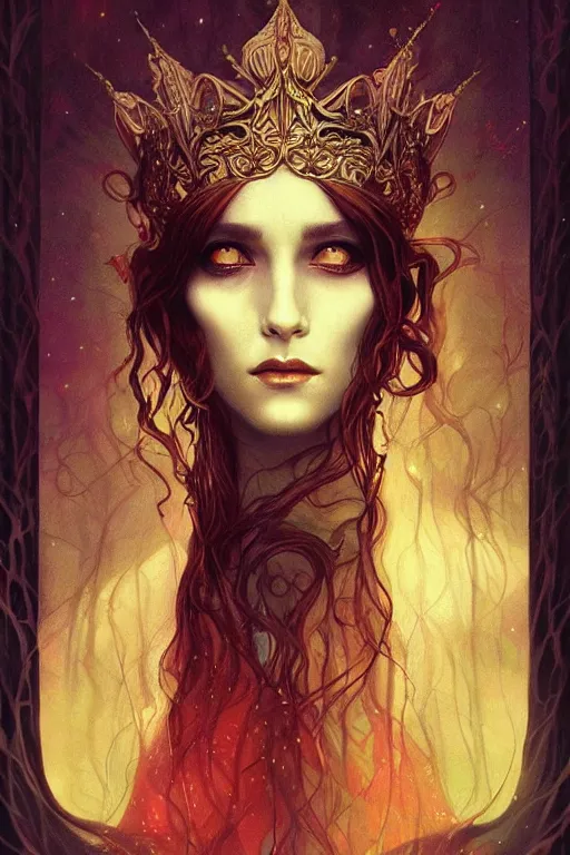 Prompt: jeweled Crown, other worldly, fairy autumn court, art nouveau, by Anato Finnstark, Tom Bagshaw, Brom