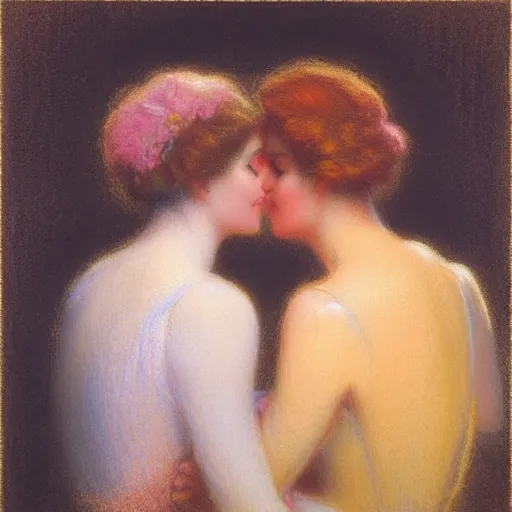 Image similar to two people talking :: by Delphin Enjolras :: pastel on paper