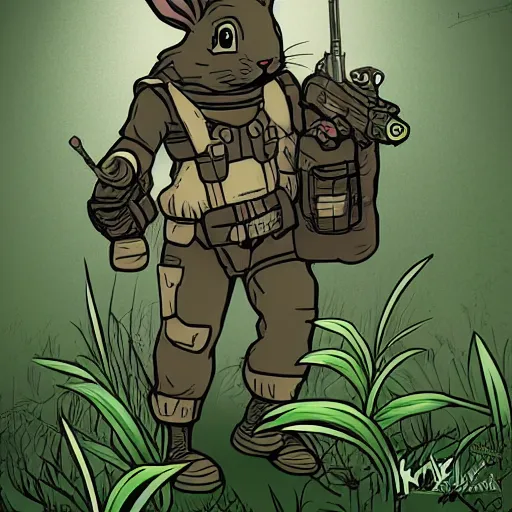 Prompt: woodland bunny, resistance, antropomorphic, guerilla medic, green flag, illustration, highly detailed, art by kyle ferrin
