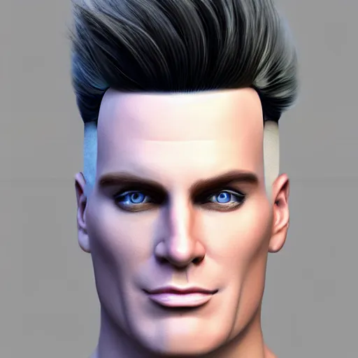 Image similar to vanilla ice with a swirly vanilla ice cream hairdo, his hair is made of vanilla ice cream, realistic, hyperrealistic, ultra realistic, real, real world, highly detailed, very detailed, extremely detailed, intricate details, 8 k resolution, hd quality