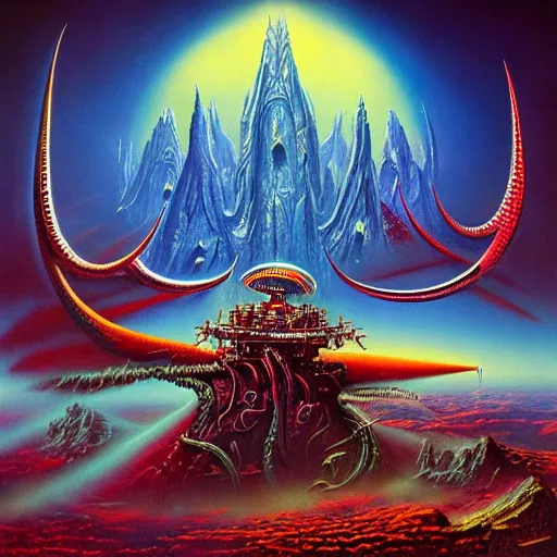 Image similar to NWOBHM metal album cover in the style of Bruce Pennington and kenny scharf and mark arian, realistic, insanely detailed, soft, smooth, airbrush, play-doh, wet, slimy