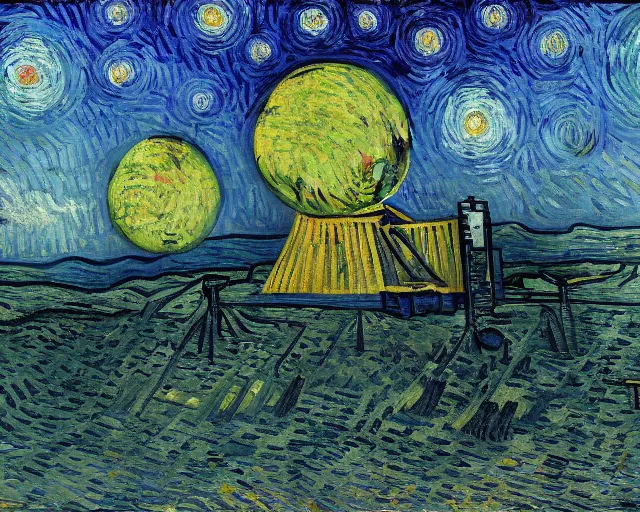 Prompt: the moon landing by vincent van gogh