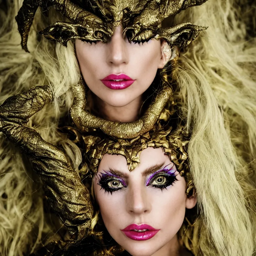 Image similar to portrait of lady gaga as an elf sorceress, ultra realistic, highly detailed, canon 3 5 mm photography