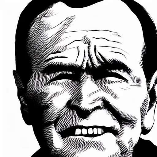 Prompt: George H.W. Bush, by Tsutomu Nihei, highly detailed