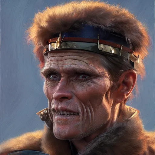 Image similar to Willem Dafoe as a soldier, closeup character art by Donato Giancola, Craig Mullins, digital art, trending on artstation