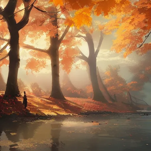 Image similar to autumn, concept art, artstation, makoto shinkai, digital art, greg rutkowski