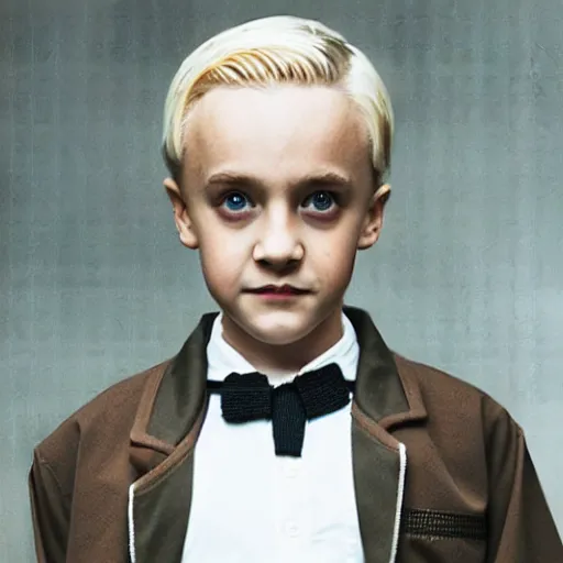 Image similar to Draco Malfoy as 001 from Stranger Things, high resolution photo