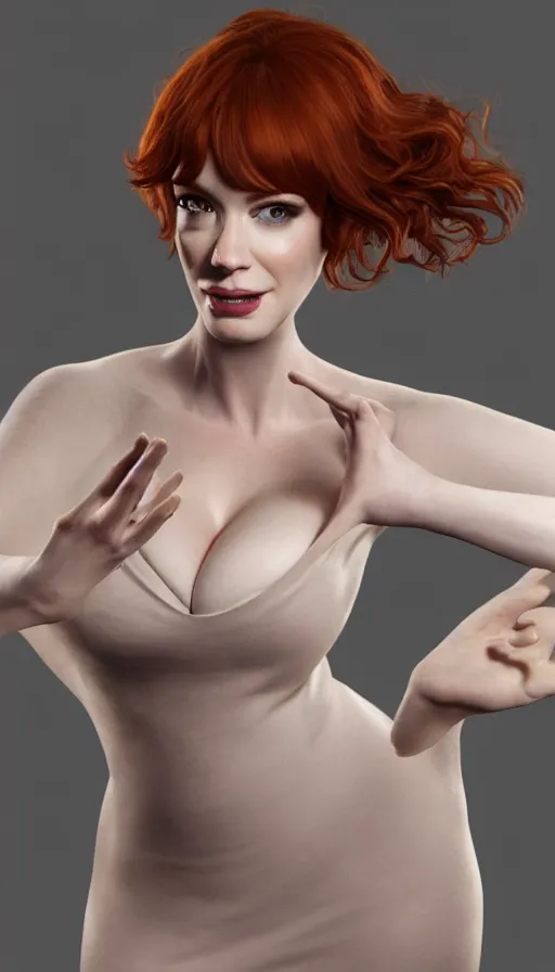 Image similar to Christina Hendricks, perfectly-centered-photograph of Christina Hendricks, sweaty, dynamic action pose, insane, intricate, highly detailed, Zeiss Lens, smooth, sharp focus, Unreal Engine 5, Octane Render, Redshift, 8K