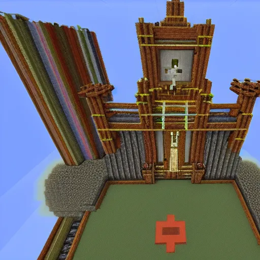 Prompt: church in the middle of space in minecraft