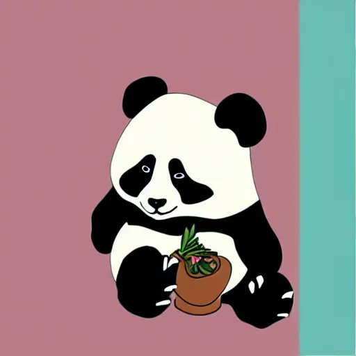 Image similar to a panda in the style of the famous artist