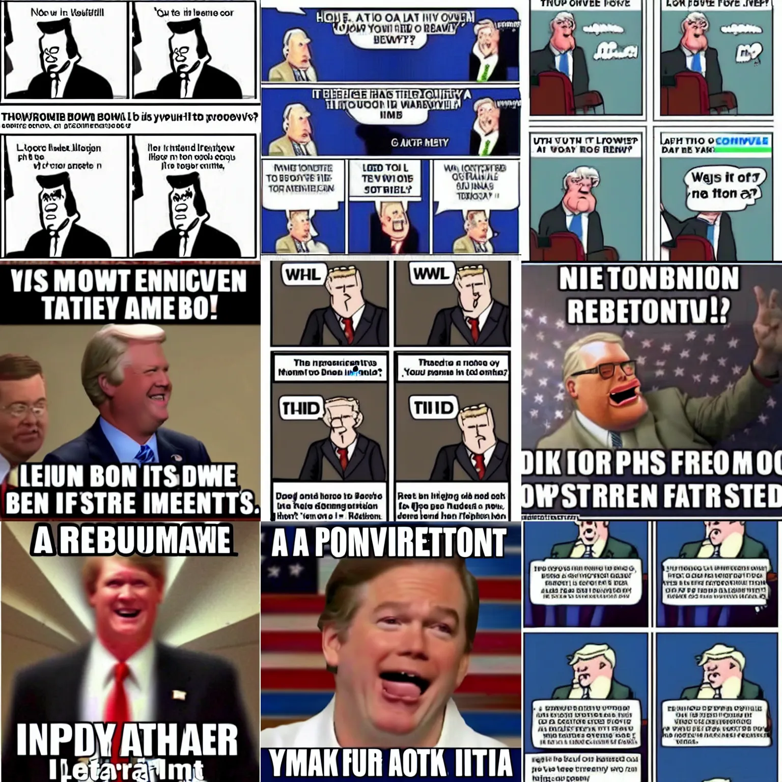 Prompt: a hilarious conservative republican meme, iFunny Impact font bottom text