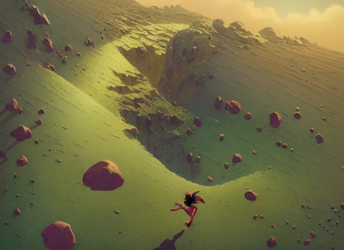 Prompt: aerial side shot of a beautiful inspiring girl running on a trail made of gelato in Mandelbrot fractal by Craig Mullins, ilya kuvshinov, krenz cushart, artgerm trending on artstation by Edward Hopper and Dan Mumford and WLOP and Rutkovsky, beksinski carl spitzweg moebius and tuomas kocar, intricate artwork by caravaggio, Unreal Engine 5, Lumen, Nanite