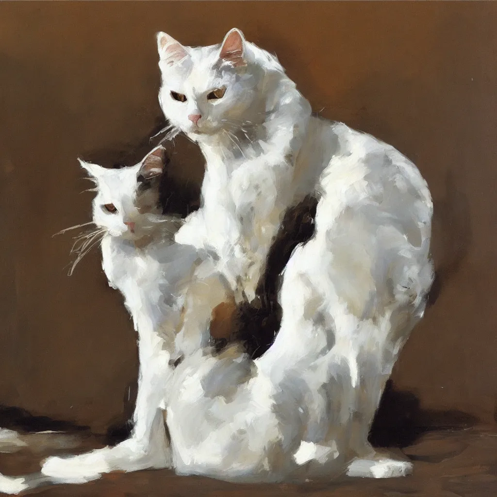 Image similar to a noble white cat, ben aronson 1950