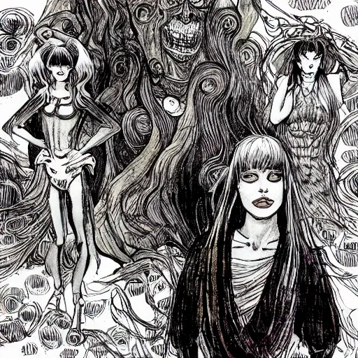 Image similar to rebecca guay illustrates comic by junji ito