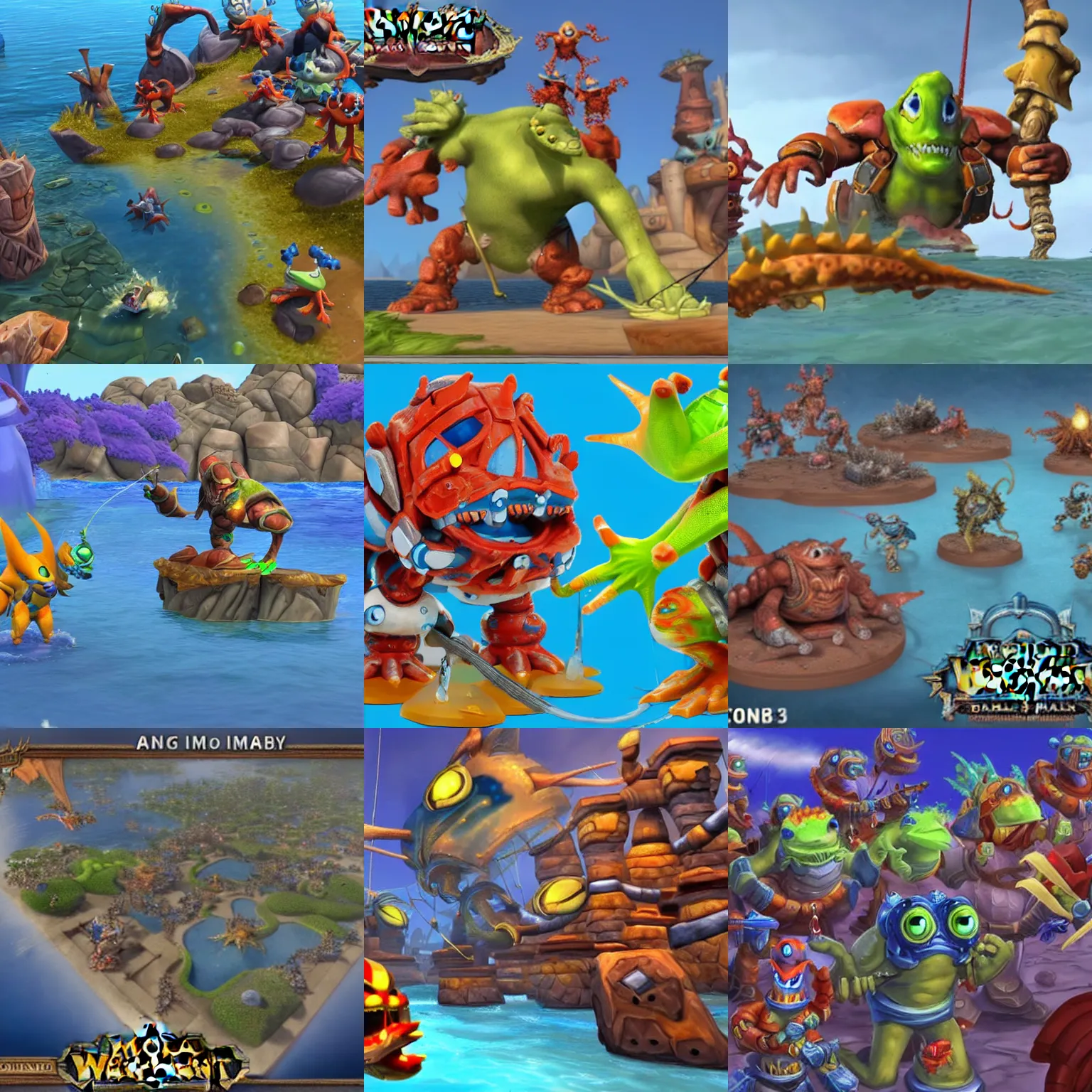 Prompt: thouands of Murloc or fishermen from WOW battle with Ironman