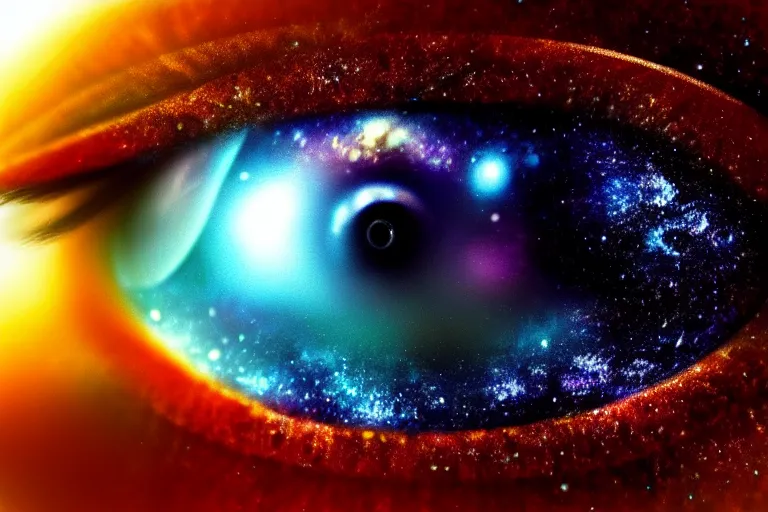 Image similar to a small galaxy inside of an eye, beautiful eye, eye, eye of a woman, realistic, ultra realistic, macro, beautiful, digital art, trending on artstation