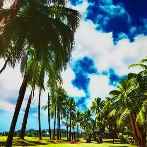 Image similar to Heaven Like place with beautiful clouds and palm trees