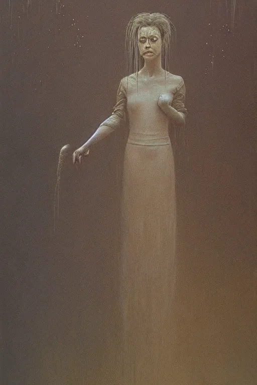 Image similar to alyson hannigan as maid by beksinski