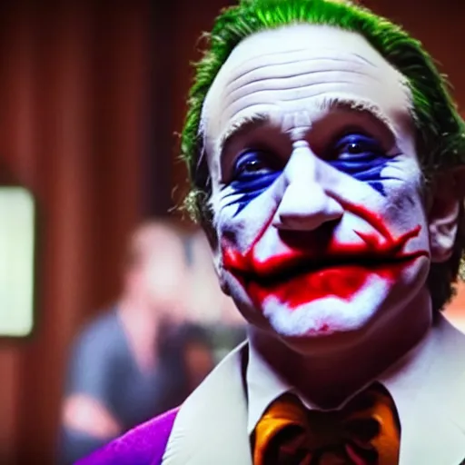 Image similar to (((Robin Williams))) playing The Joker 8k hdr amazing lighting