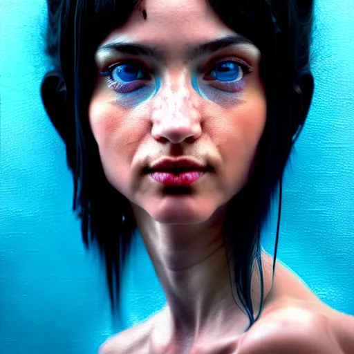 Image similar to a beautiful masterpiece painting of the last poet whispering,'if all can begin again, then everything must continue!'by juan gimenez, slight smile, long shiny black hair blue eyes, award winning, trending on artstation, photorealistic, hyperrealism, octane render, unreal engine