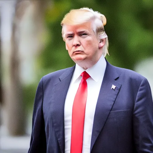 Prompt: face close up portrait photograph of a very tall, elegantly dressed, young, bearded, golden haired, pale white donald trump walking through the city