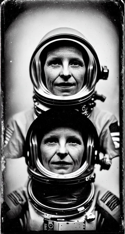 Prompt: a wet plate photograph, a portrait of an astronaut