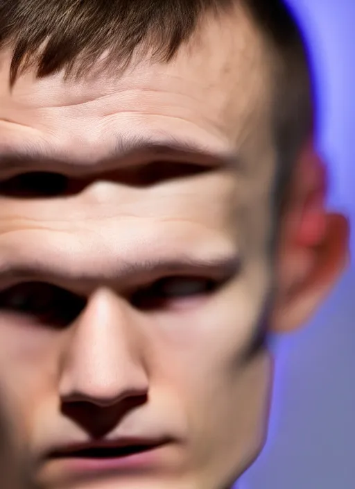 Image similar to perfect symmetric face, coherent eyes. vitalik buterin in headphones. vitalik buterin, close up, high detail, very sharp, 4 k