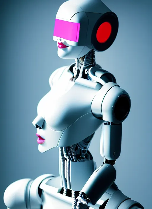 Image similar to kodak portra 4 0 0 of a gorgeous cross between a woman and robot, award winning, in style of tim walker, 1 5 0 mm, f 1. 2, volumetric light, coloured gel studio light, unreal engine 5, 8 k