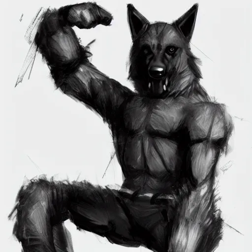 Image similar to a humanoid german shepherd beast - man, wearing gym suit, sitting on a couch, artstation, concept art, smooth, sharp foccus ilustration, artstation