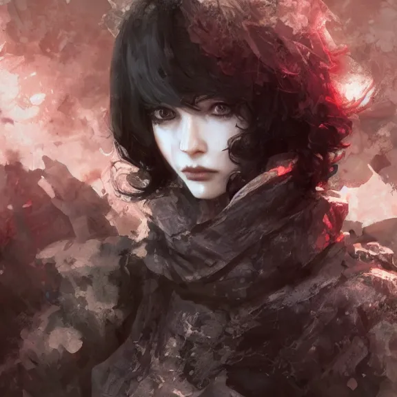 Image similar to christina hendricks!!! goth, tankoban, 4 k, tone mapping, akihiko yoshida, james jean andrei riabovitchev marc simonetti, yoshitaka amano, long hair, curly, h. hydrochaeri