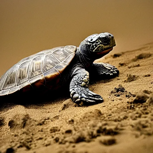 Image similar to An astonished Winston Churchill discovers the first turtle ever in Galapagos, XF IQ4, f/1.4, ISO 200, 1/160s, 8K, RAW, unedited