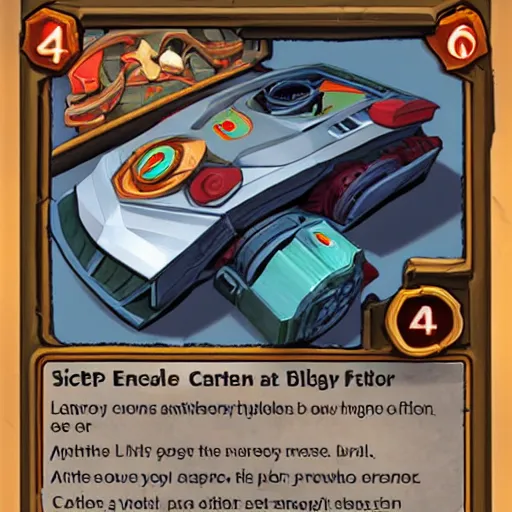 Prompt: car engine concept, comic card style, Hearthstone card, lowpoly