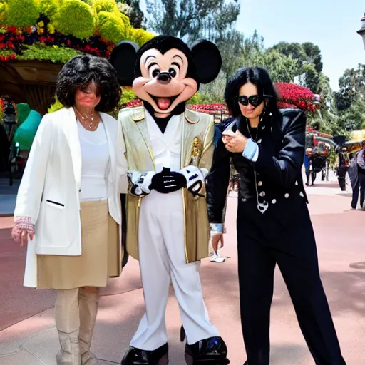 Prompt: joe biden dressed as michael jackson visiting Disneyland