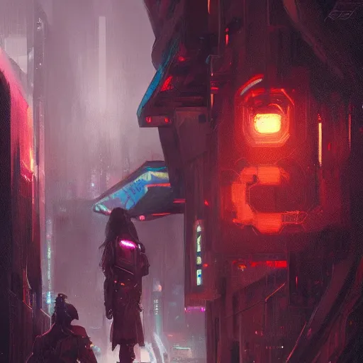 Image similar to cyberpunk, chiaroscuro, high detail, painted by greg rutkowski, painted by igor kieryluk, painted by bobby chiu, trending on artstation