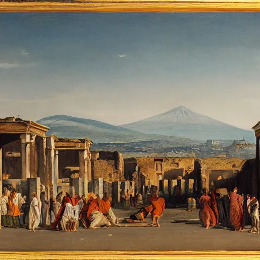 Prompt: the view of pompeii painted in the style of martinus rørbye