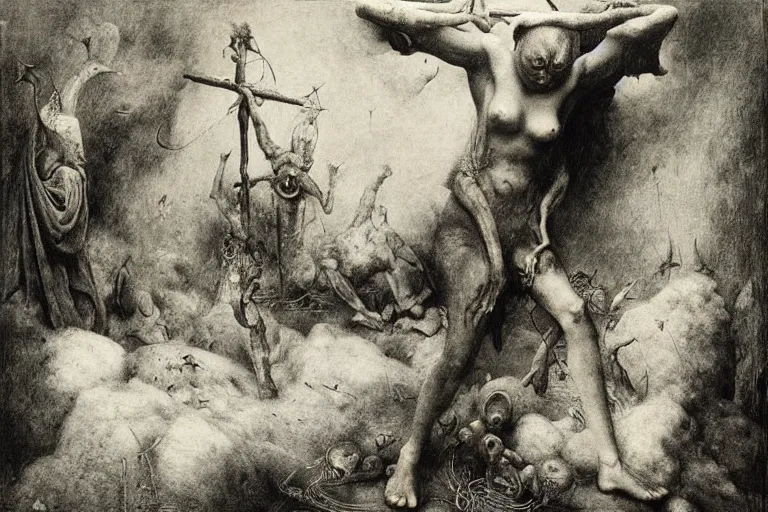 Image similar to joel peter witkin, heironymus bosch, gustave dore, beksinski