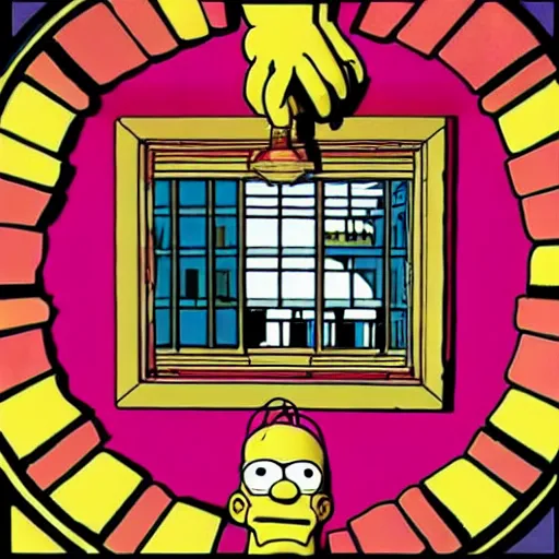 Prompt: Homer Simpson reimagined by Kubrick and Escher