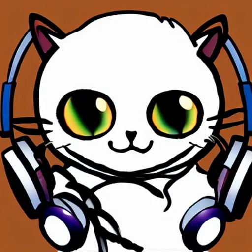 Image similar to Cat with headphones, anime style cute