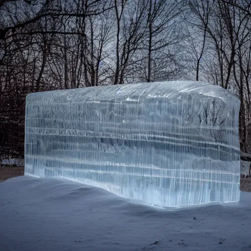 Prompt: see through clear sheet of ice in front of person