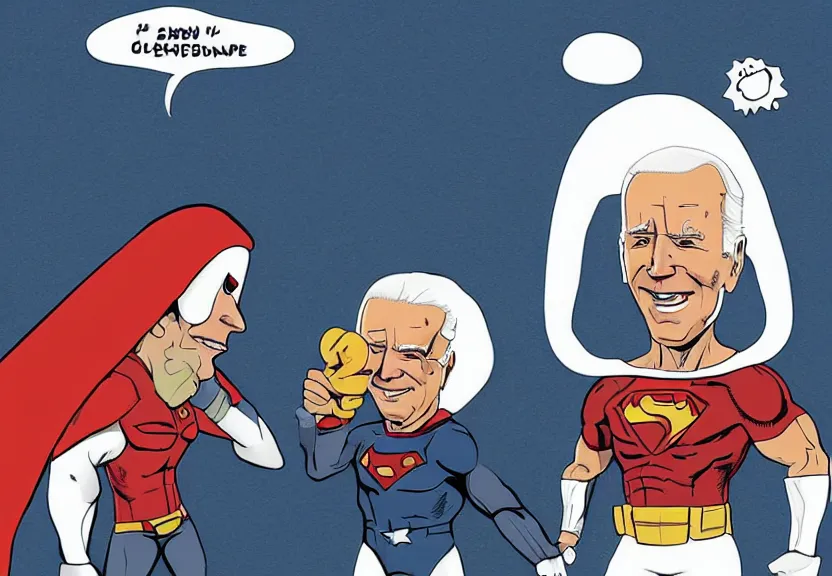 Prompt: Joe biden as a superhero fighting a poop ghost, artwork by Inceoglu, Ismail