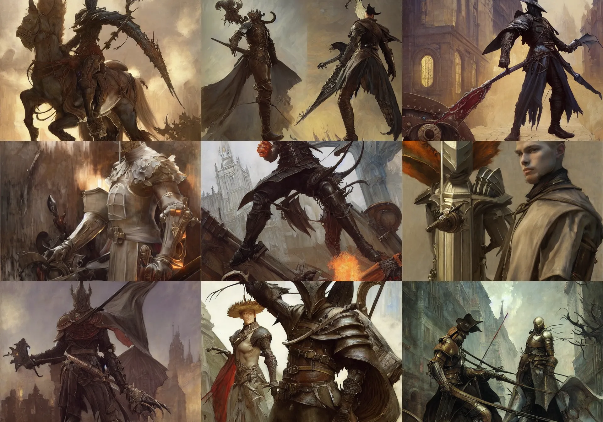 Prompt: painting by edgar maxence and rhads and leyendecker. game concept art for dark souls and bloodborne