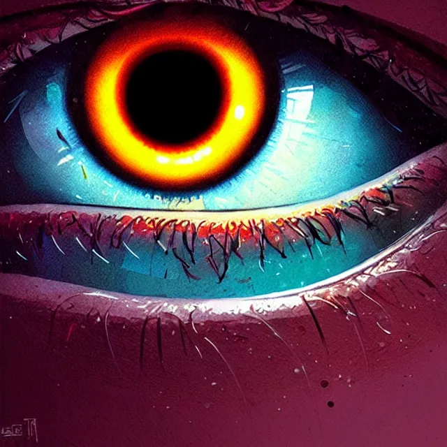 Image similar to microscopic view of the human eye, illuminati eye, colorful, sharp and focus, ultra detailed, beautifully lit, in the art style of marc simonetti