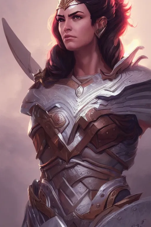 Image similar to amazon valkyrie athena, d & d, fantasy, portrait, highly detailed, headshot, digital painting, trending on artstation, concept art, sharp focus, illustration, art by artgerm and greg rutkowski and magali villeneuve