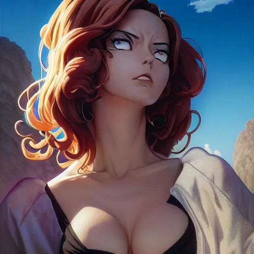 Image similar to highly detailed vfx portrait of android 2 1 by eiichiro oda!, stephen bliss, greg rutkowski, loish, rhads, beeple, makoto shinkai, tom bagshaw, alphonse mucha, sharp focus, art by artgerm and greg rutkowski, stanley kubrick, backlit, harsh overhead sunlight,